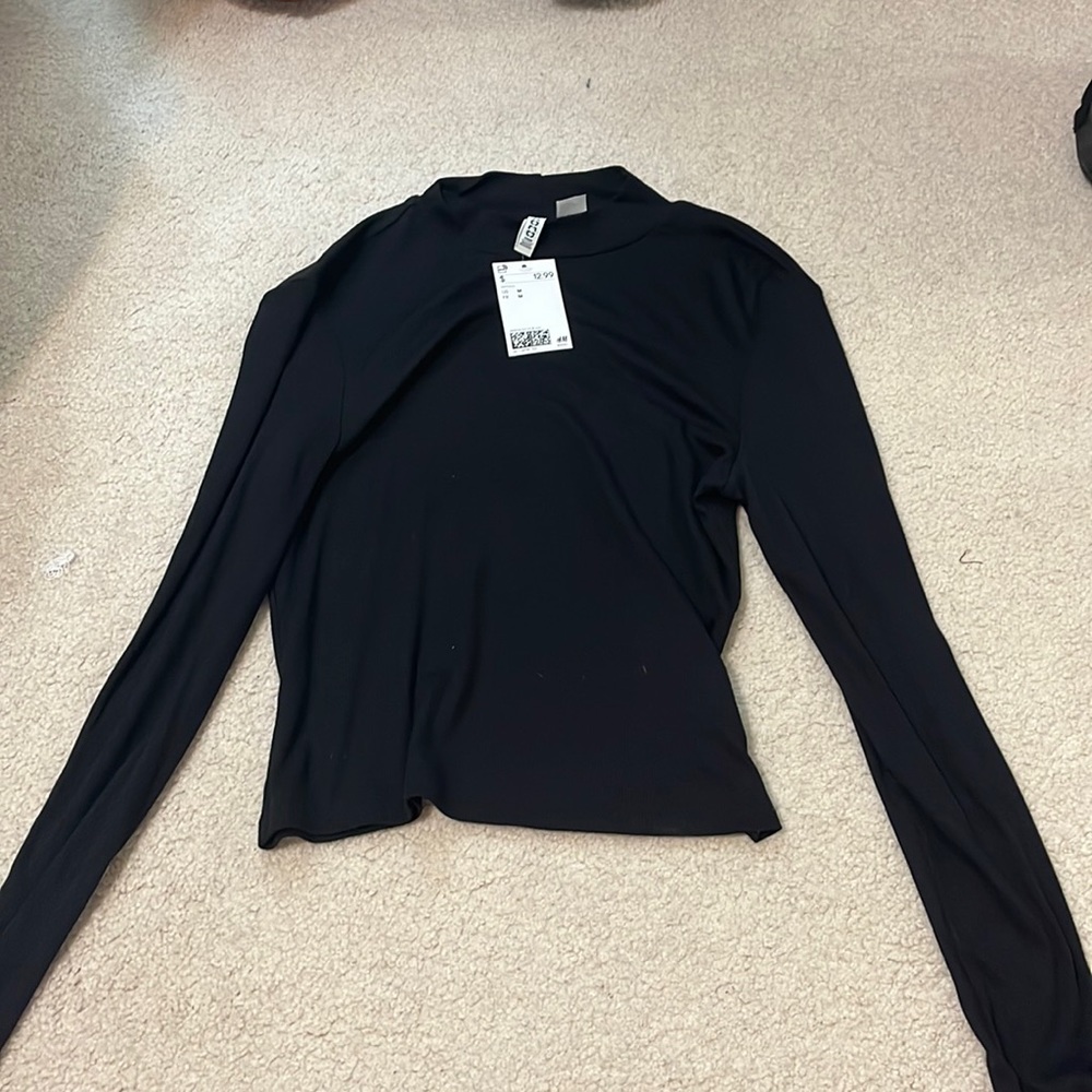 h&m mock neck black top